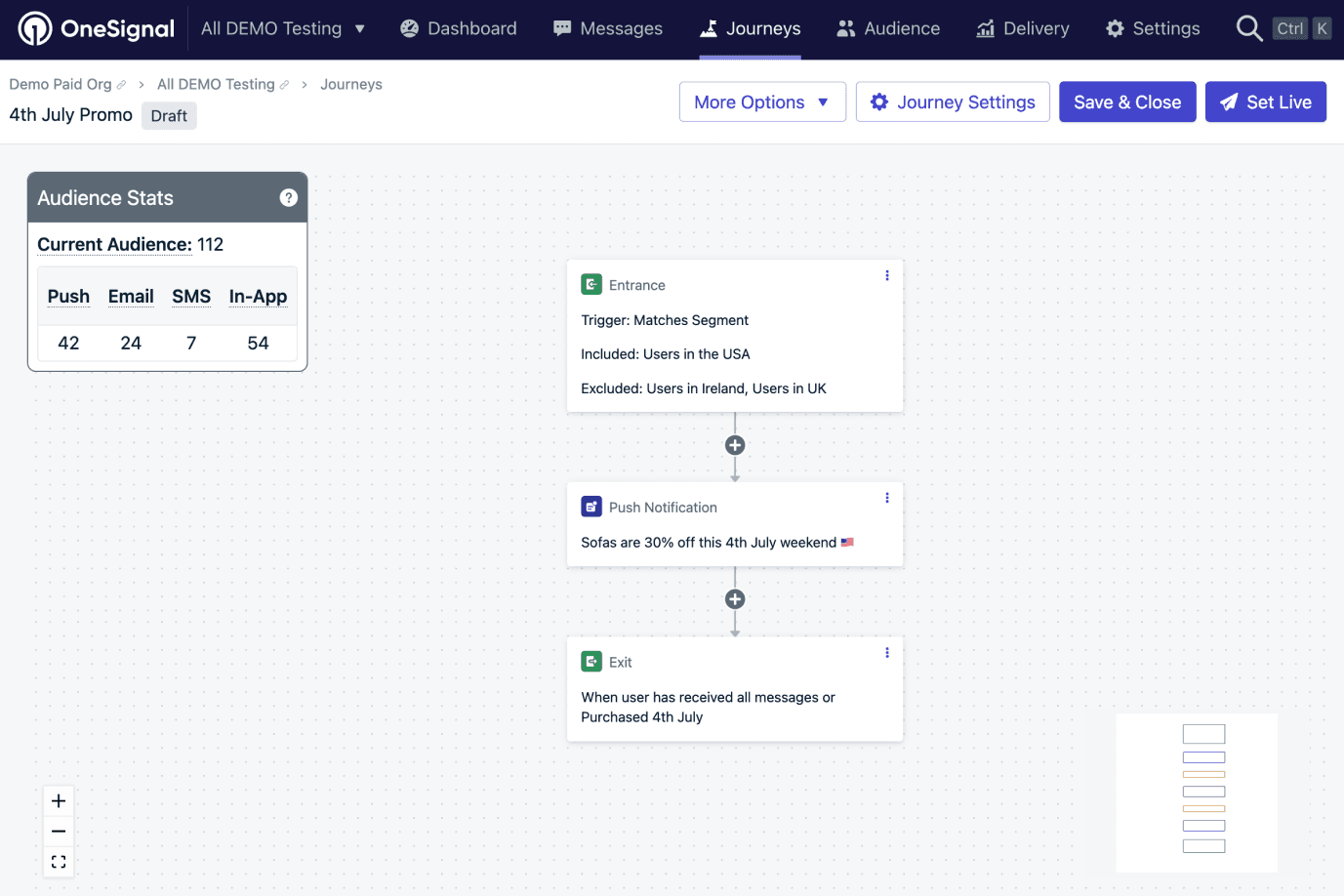 Automating OneSignal's customer engagement with a React Flow workflow builder